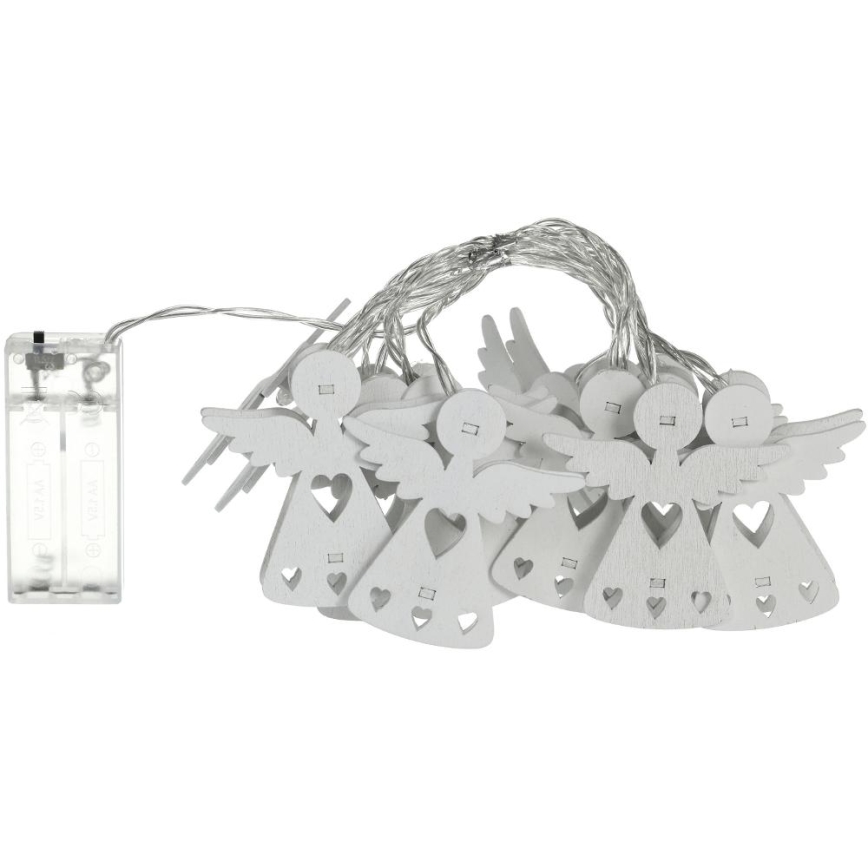 LED Christmas chain 10xLED/2xAA/warm white 2m angels