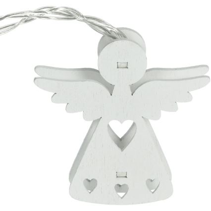 LED Christmas chain 10xLED/2xAA/warm white 2m angels