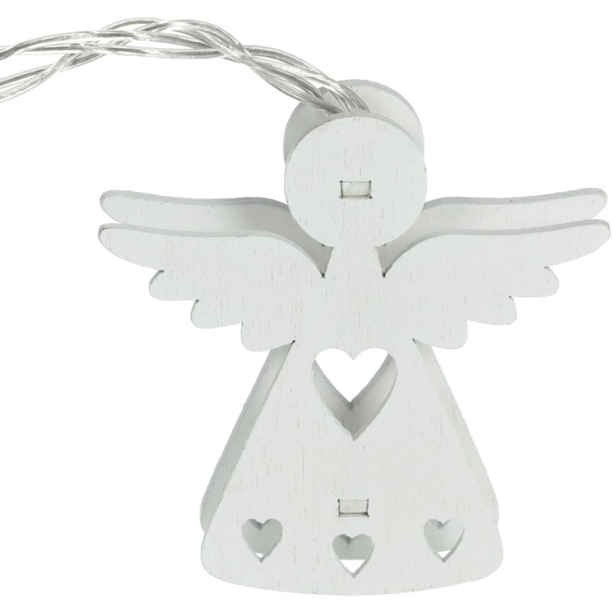 LED Christmas chain 10xLED/2xAA/warm white 2m angels