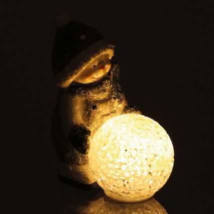 LED Christmas decoration LED/2xLR44/warm white snowman with a snowball