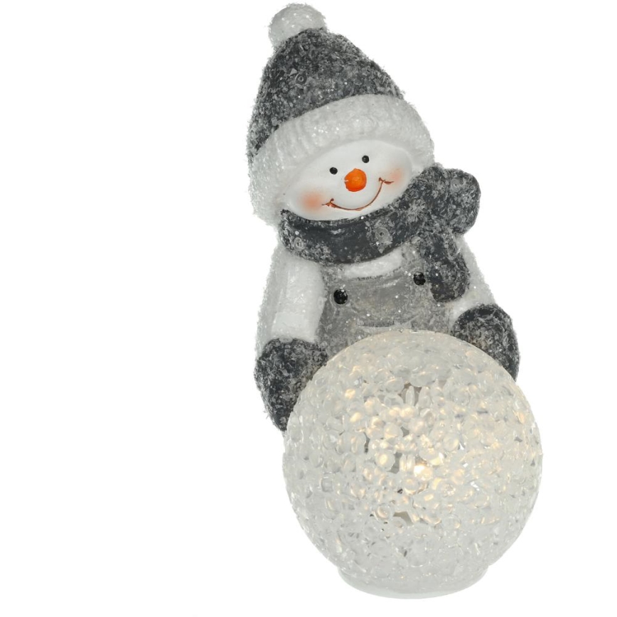 LED Christmas decoration LED/2xLR44/warm white snowman with a snowball