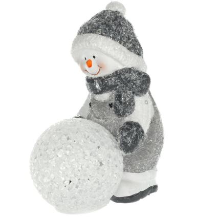LED Christmas decoration LED/2xLR44/warm white snowman with a snowball