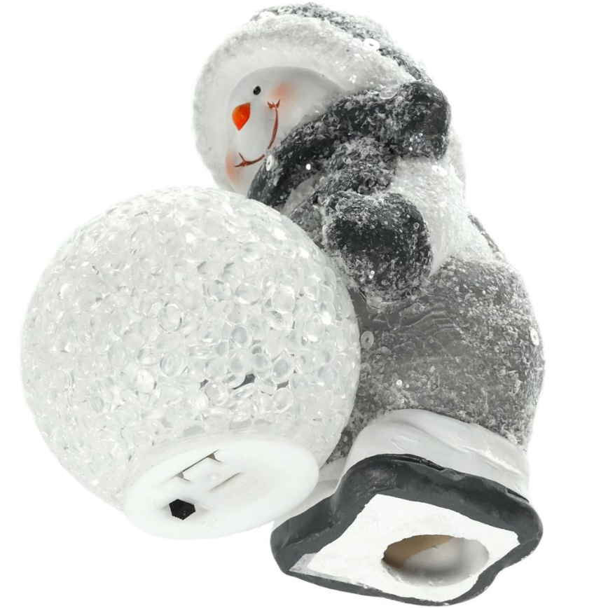 LED Christmas decoration LED/2xLR44/warm white snowman with a snowball
