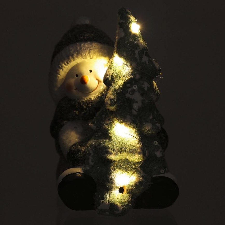 LED Christmas decoration LED/2xLR44/warm white snowman with a tree