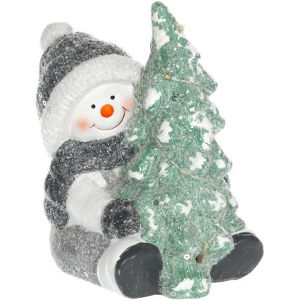 LED Christmas decoration LED/2xLR44/warm white snowman with a tree