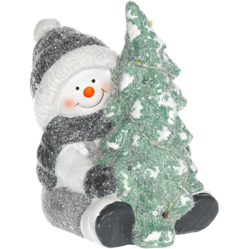 LED Christmas decoration LED/2xLR44/warm white snowman with a tree