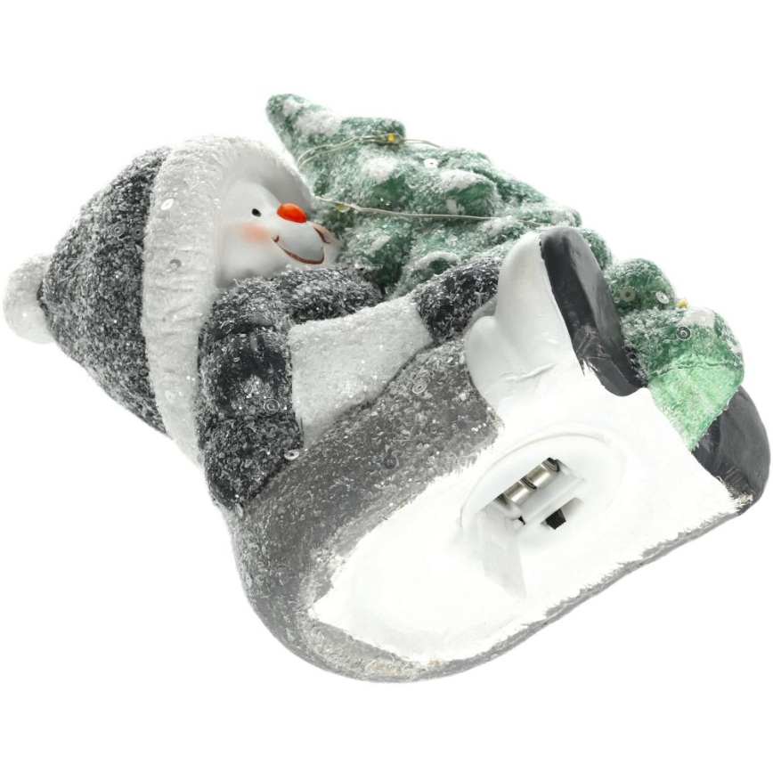 LED Christmas decoration LED/2xLR44/warm white snowman with a tree