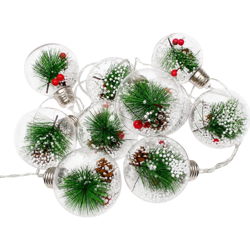 LED Christmas string lights 10xLED/3xAAA/warm white 2.1m balls