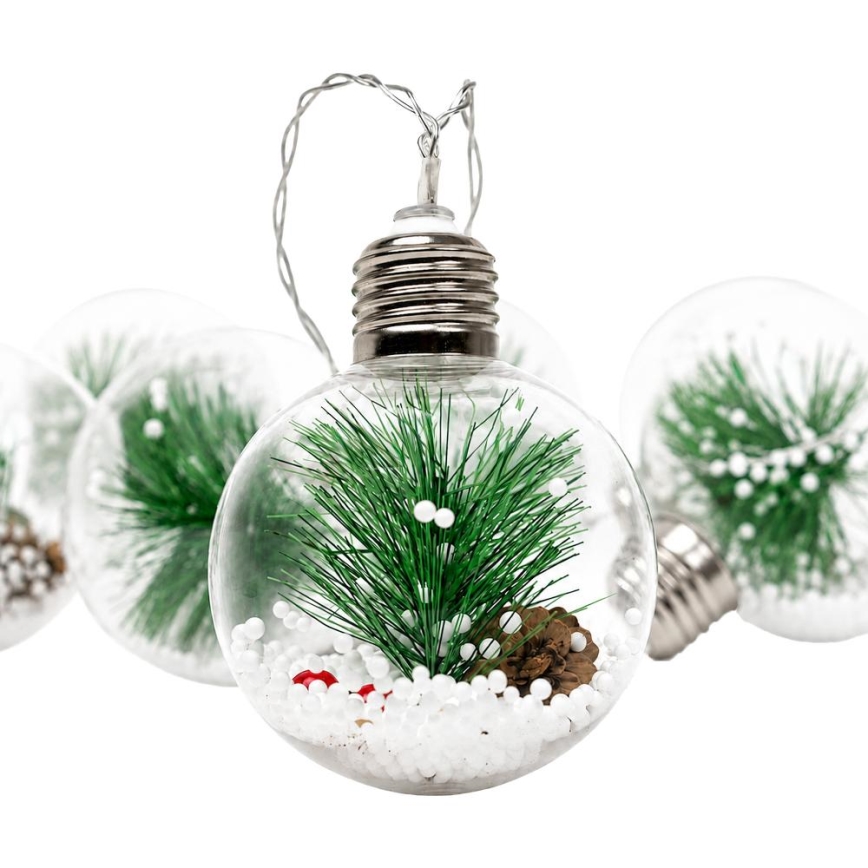 LED Christmas string lights 10xLED/3xAAA/warm white 2.1m balls