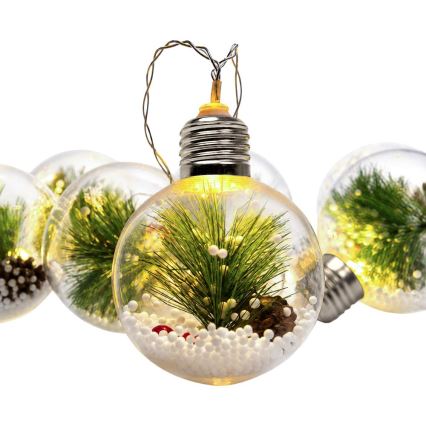 LED Christmas string lights 10xLED/3xAAA/warm white 2.1m balls