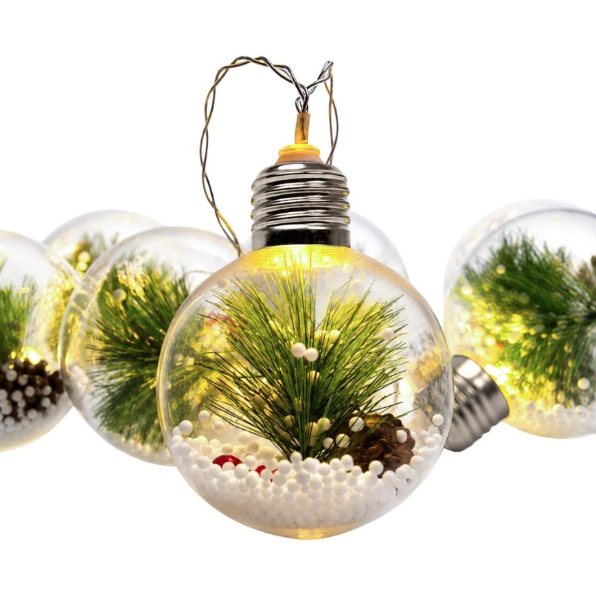 LED Christmas string lights 10xLED/3xAAA/warm white 2.1m balls