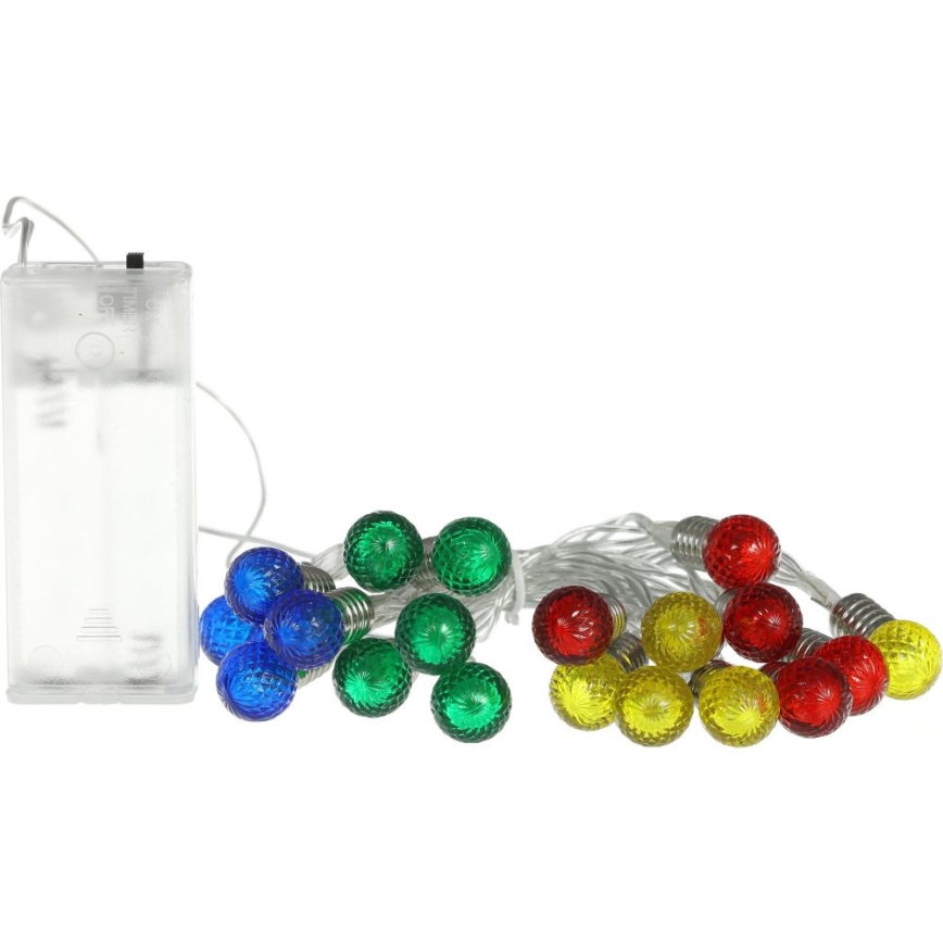 LED Christmas string lights, 20 LEDs, 2×AA batteries, warm white, 1.8 m