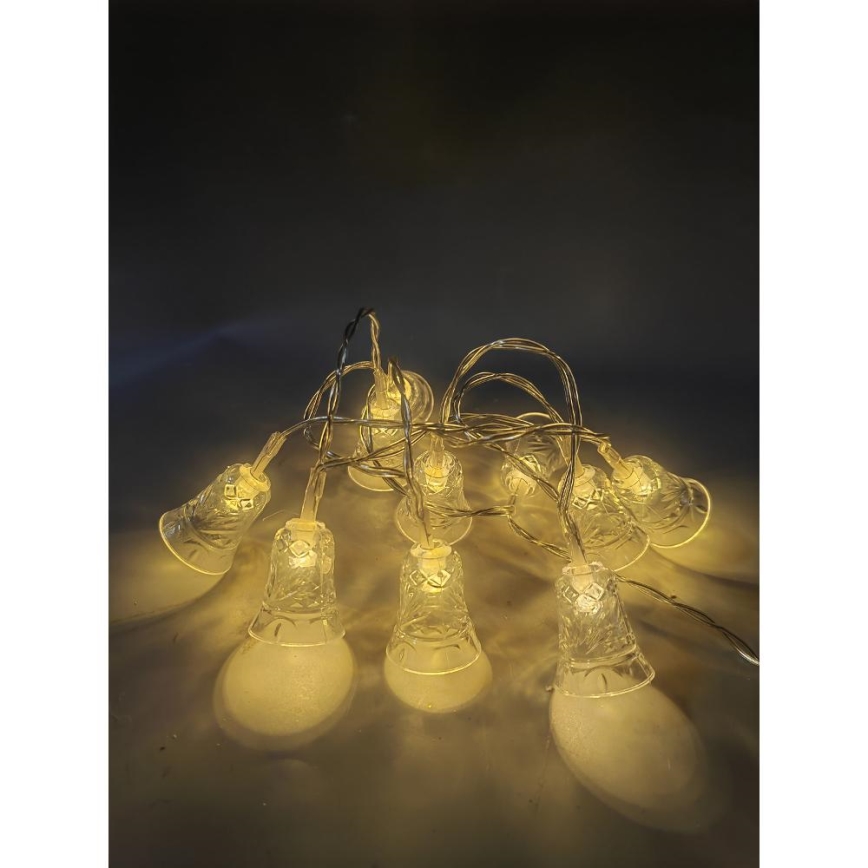 LED Christmas string lights 20xLED/3xAA/warm white 2.2m bells