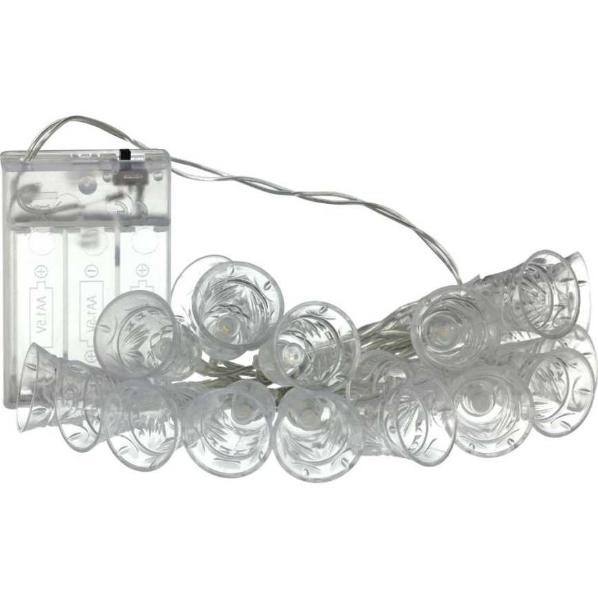 LED Christmas string lights 20xLED/3xAA/warm white 2.2m bells