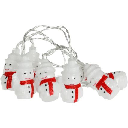 LED Christmas String Lights 20xLED / 3xAA / Warm White / 3.3 m – Snowmen