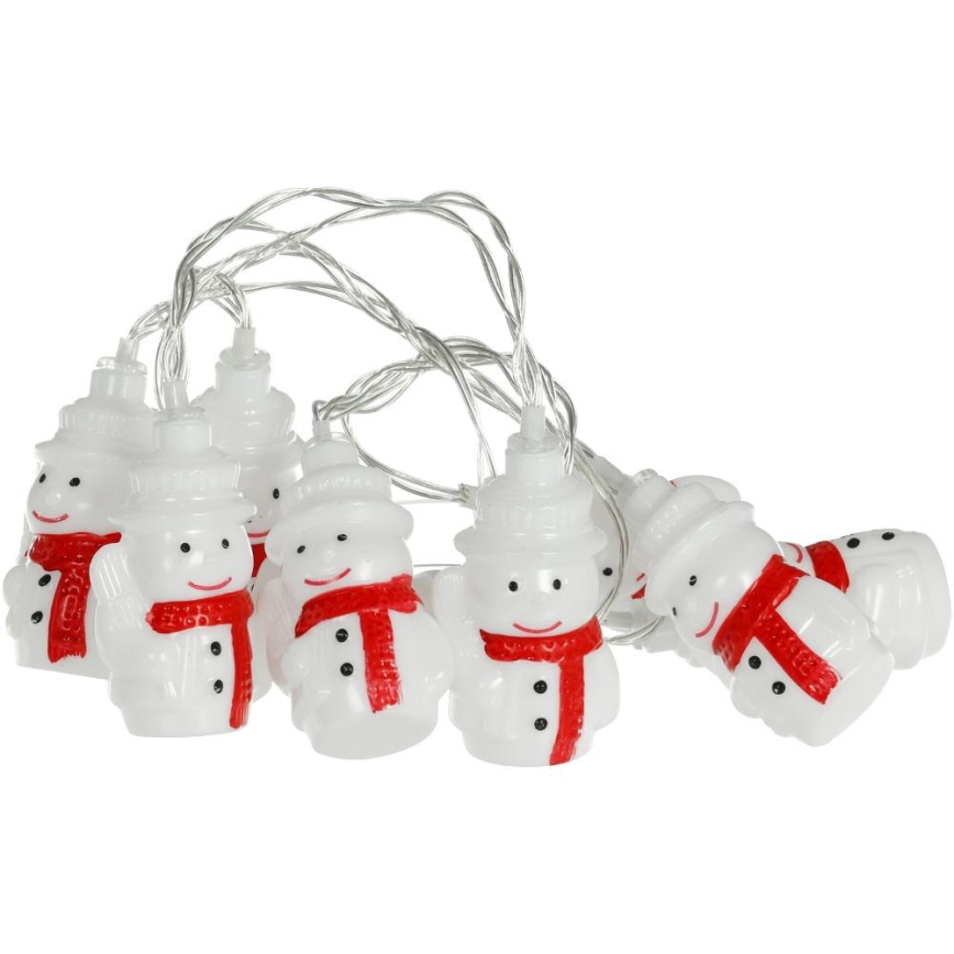 LED Christmas String Lights 20xLED / 3xAA / Warm White / 3.3 m – Snowmen