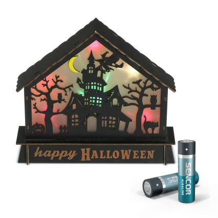 LED Decoration HALLOWEEN LED/2xAA/multicolor haunted house