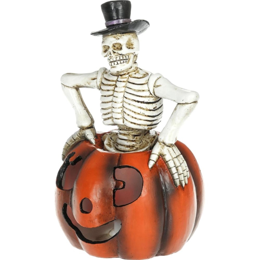 LED Decoration HALLOWEEN LED/2xLR44/warm white skeleton in a pumpkin resin