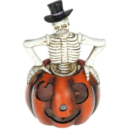 LED Decoration HALLOWEEN LED/2xLR44/warm white skeleton in a pumpkin resin