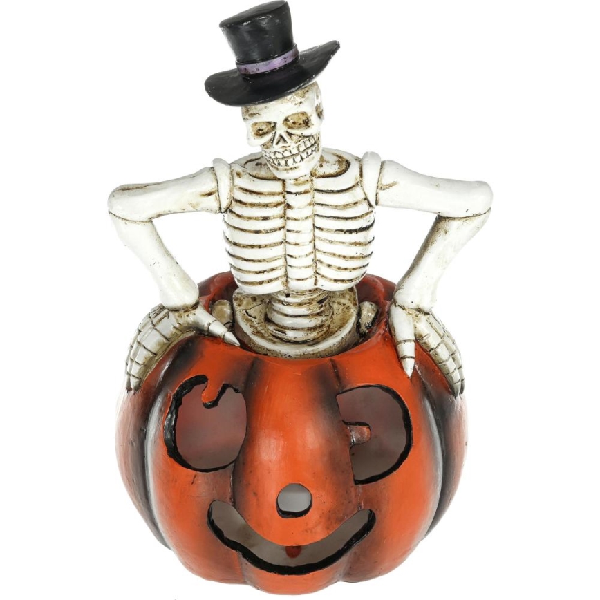LED Decoration HALLOWEEN LED/2xLR44/warm white skeleton in a pumpkin resin