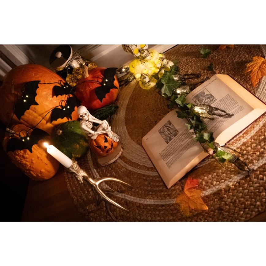 LED Decorative chain HALLOWEEN 10xLED/2xAA/warm white 1,3m bats