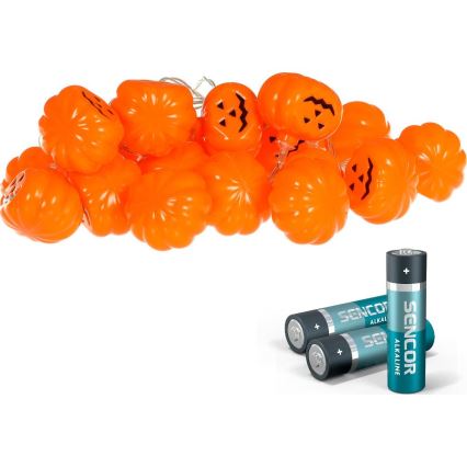 LED Decorative chain HALLOWEEN 20xLED/3xAA/warm white 3,3m pumpkins