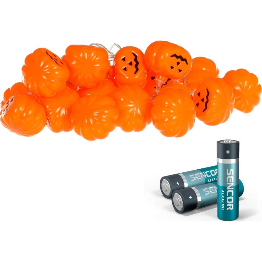 LED Decorative chain HALLOWEEN 20xLED/3xAA/warm white 3,3m pumpkins