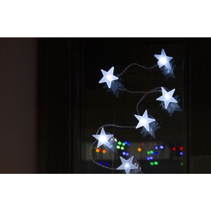 LED Decorative chain with suction cups 10xLED/2xAA 1,8m cool white
