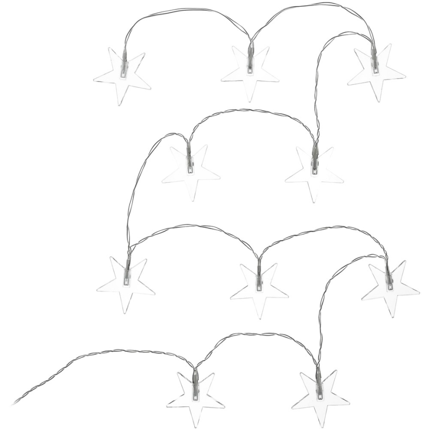 LED Decorative String Lights 10xLED/2xAA 1.8m Cool White