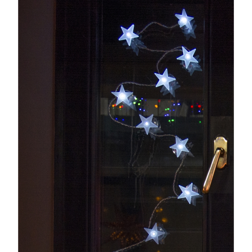 LED Decorative String Lights with Suction Cups 10xLED/2xAA 1,8m Cool White