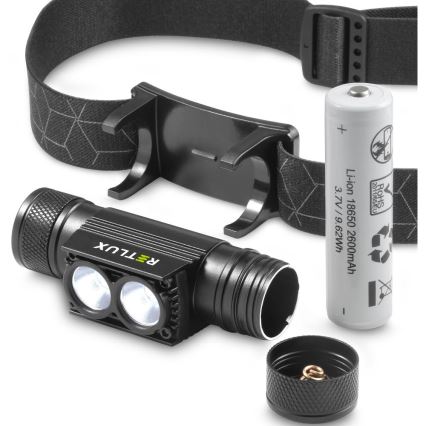 LED Dimmable rechargeable aluminum headlamp LED/2600 mAh IP65