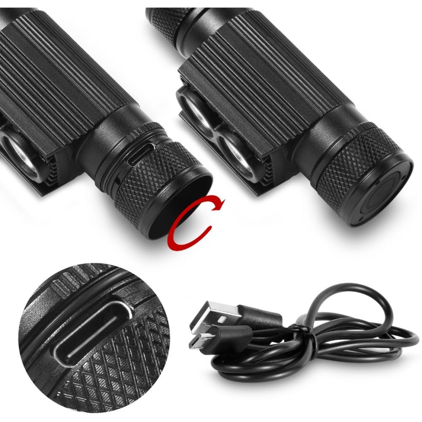 LED Dimmable rechargeable aluminum headlamp LED/2600 mAh IP65