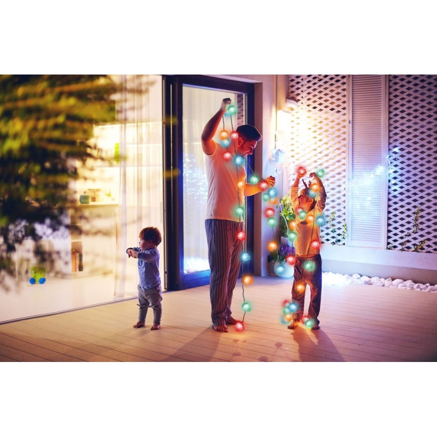 LED outdoor string lights — 80 LEDs / 25 m, IP44, multicolor