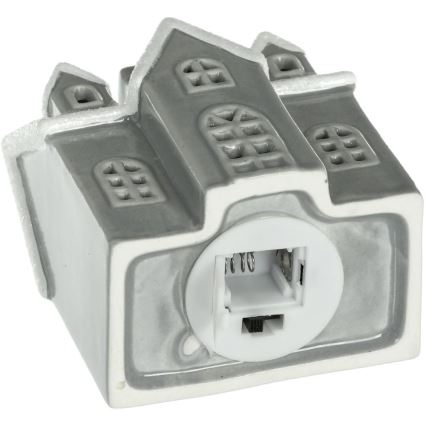 LED Porcelain decoration LED/2xLR44/warm white house grey