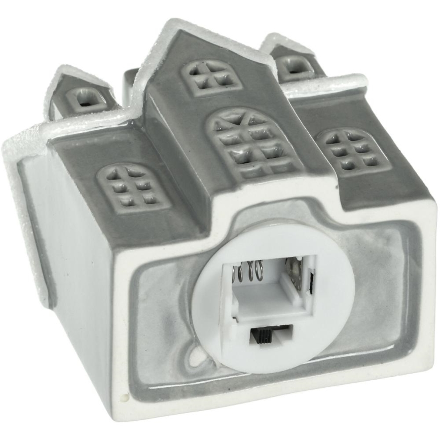 LED Porcelain decoration LED/2xLR44/warm white house grey