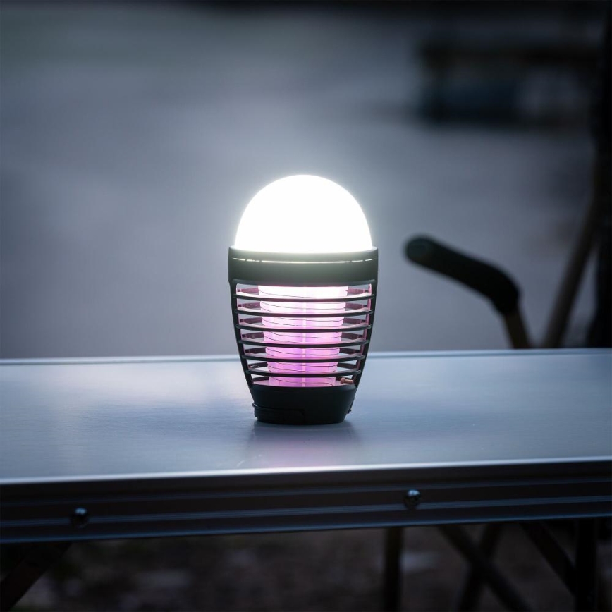 Retlux - LED Portable Rechargeable Lamp with Built-in Insect Trap LED/5W/1800 mAh IP44 Black