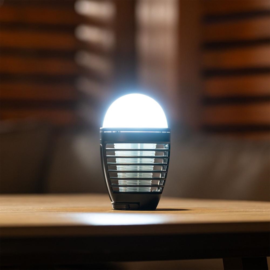 Retlux - LED Portable Rechargeable Lamp with Built-in Insect Trap LED/5W/1800 mAh IP44 Black