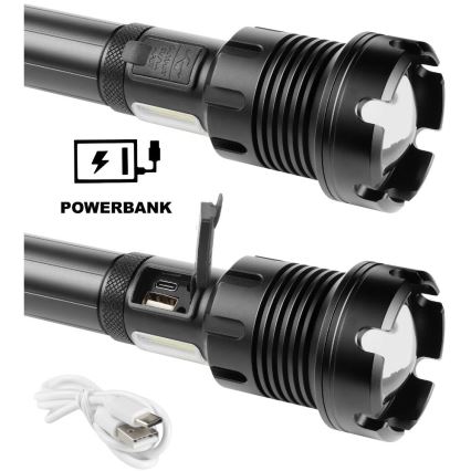 LED Rechargeable aluminum flashlight with a power bank function LED/4400 mAh 2200 lm IP44
