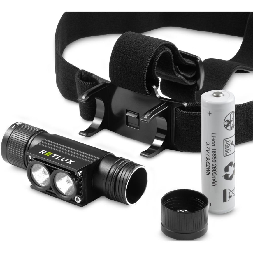 LED Rechargeable aluminum headlamp LED/2600 mAh IP66