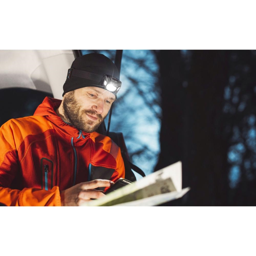 Rechargeable LED Headlamp, 3W, 1200 mAh, IP44, Black