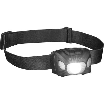 Rechargeable LED Headlamp, 3W, 1200 mAh, IP44, Black