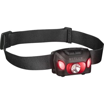 Rechargeable LED Headlamp, 3W, 1200 mAh, IP44, Black