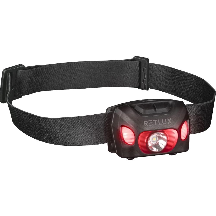 Rechargeable LED Headlamp, 3W, 1200 mAh, IP44, Black