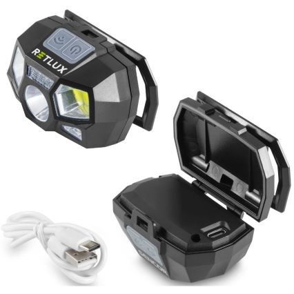 LED Rechargeable Headlamp with Sensor — 3W LED, 900 mAh, IP44, Black