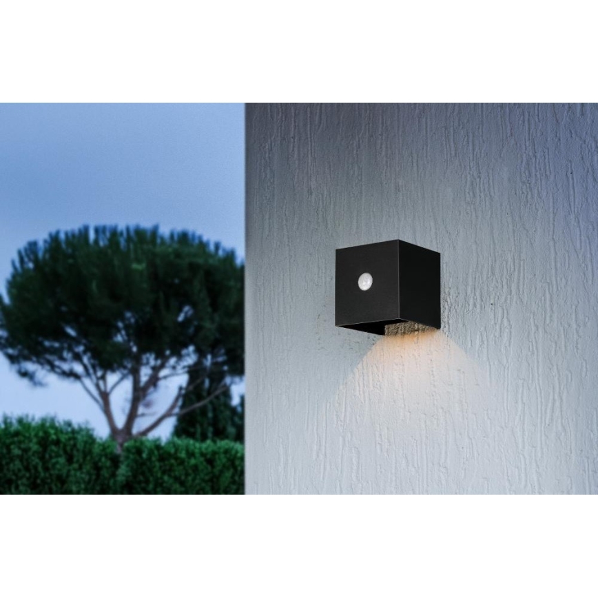 Retlux - LED Solar Wall Light with Sensor, LED/1W/3.7V, 1200 mAh, IP44, Black