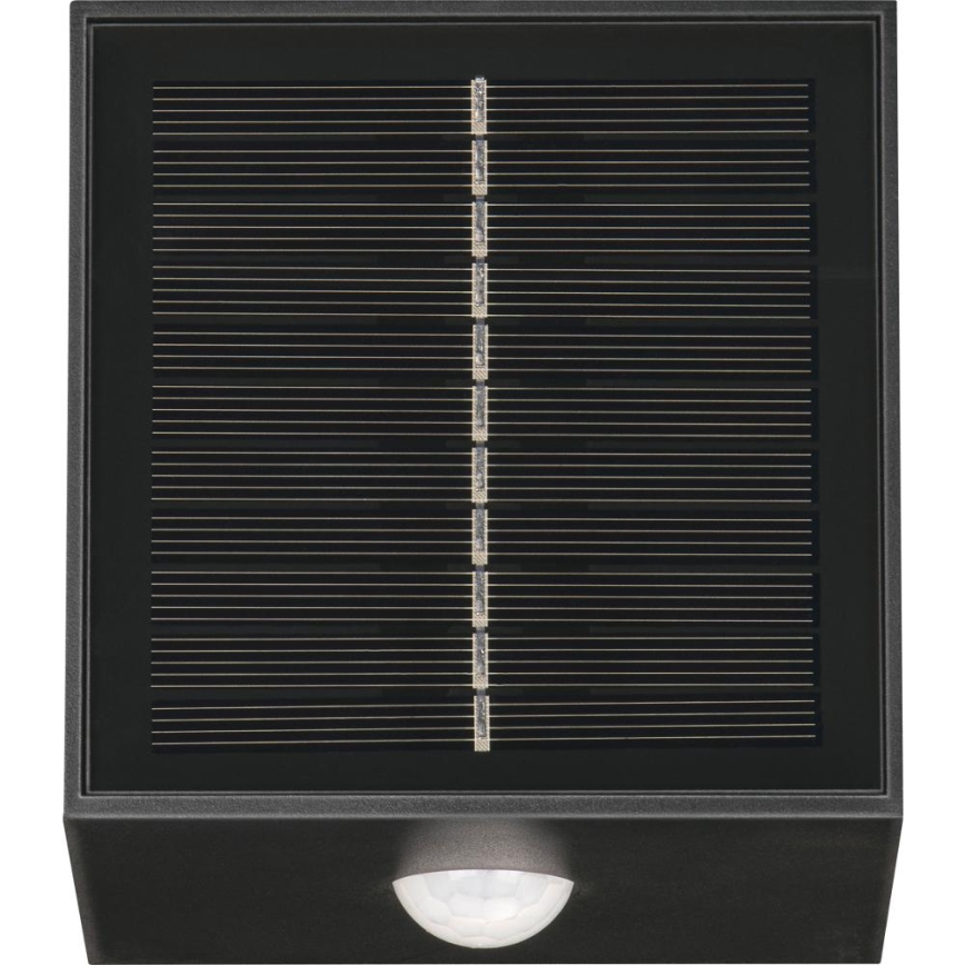 Retlux - LED Solar Wall Light with Sensor, LED/1W/3.7V, 1200 mAh, IP44, Black