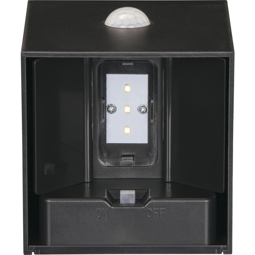 Retlux - LED Solar Wall Light with Sensor, LED/1W/3.7V, 1200 mAh, IP44, Black