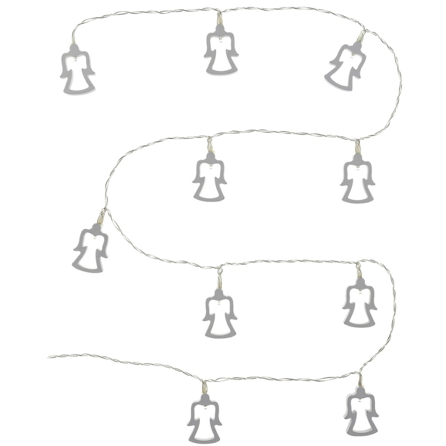 LED string lights 10x LED / 2x AA, 1.8 m, warm white