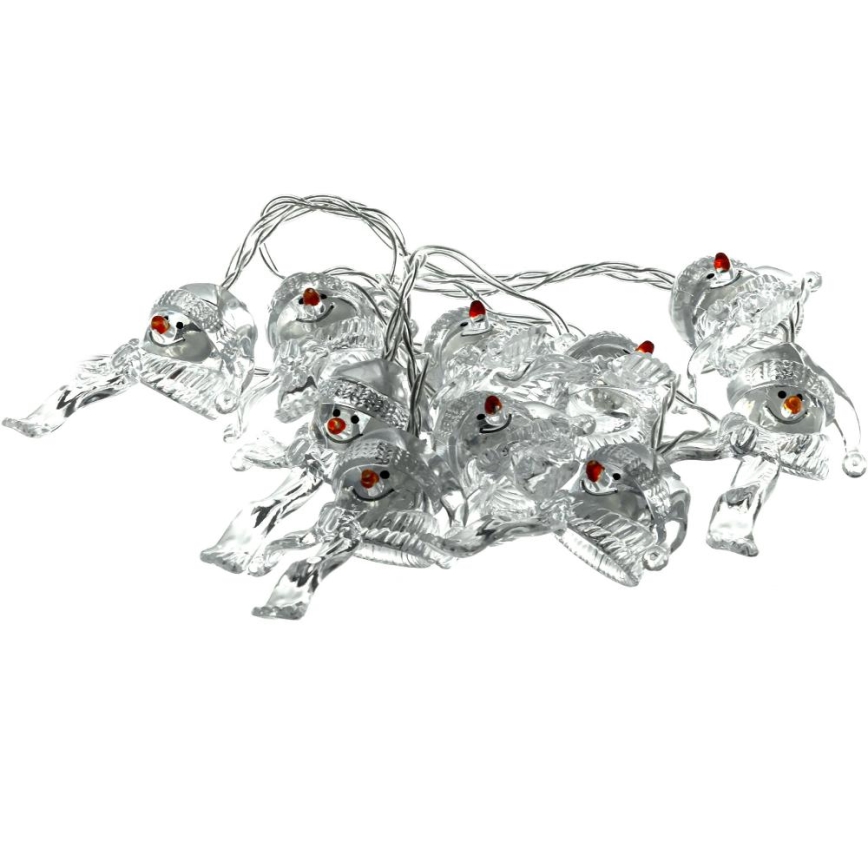 LED  string lights 10xLED/2xAA/warm white 1,65m snowmen