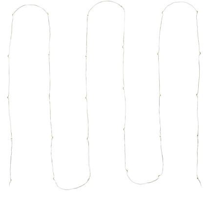 LED string lights, 30 LEDs, battery-powered (3×AA), 3.3 m, cool white